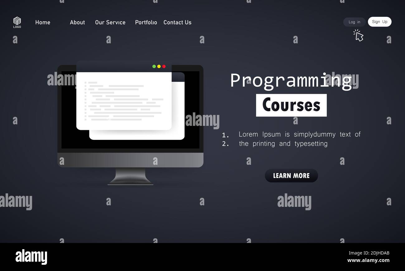 Programming courses banner. Learning coding on computer. Cyber ...