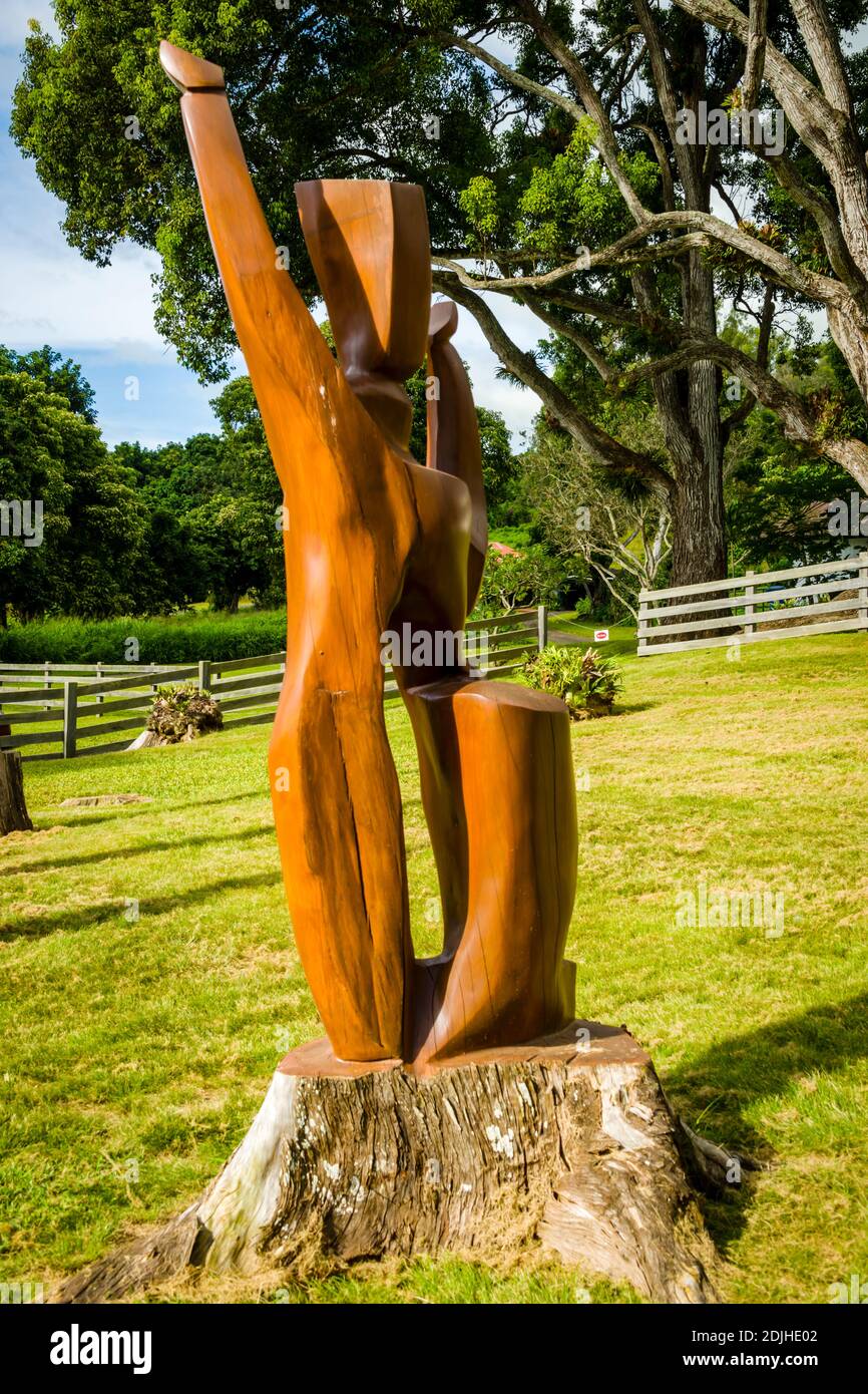 Maui, Hawaii, Upcountry, MauiWine (formerly known as Tedeshi Winery), Cypress Sculpture Stock Photo