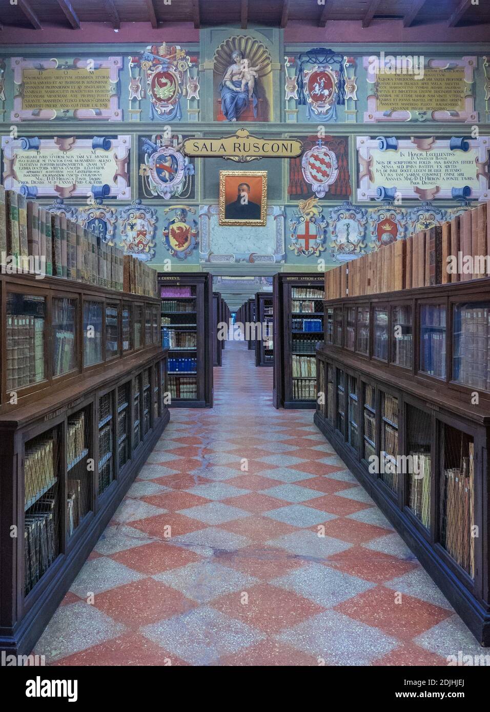 Sala Rusconi in the stunning Bologna Municipal Library in the Archiginnasio  building,Italy Stock Photo - Alamy