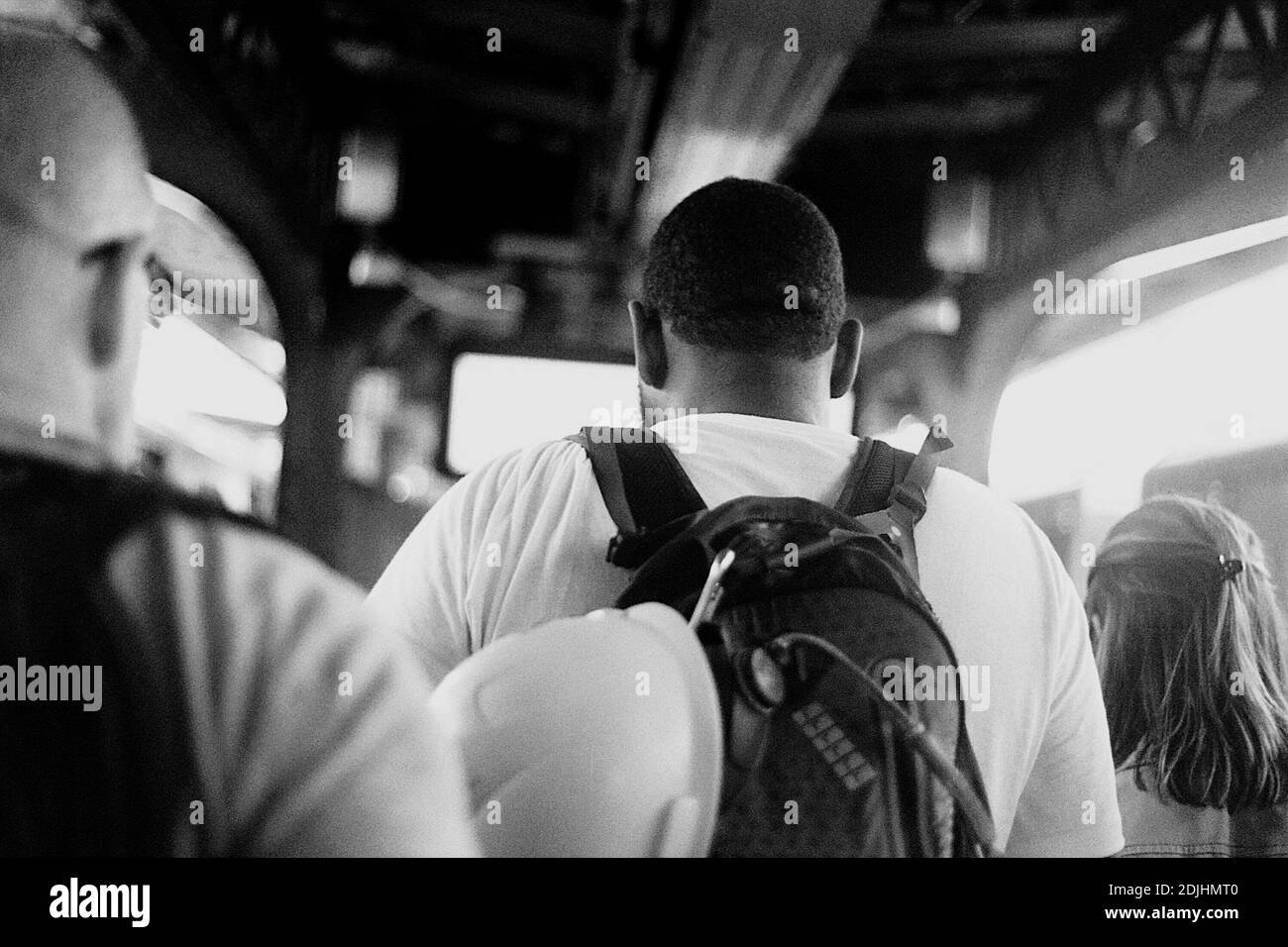 Rear View Of People At Brooklyn Manor Station Stock Photo Alamy