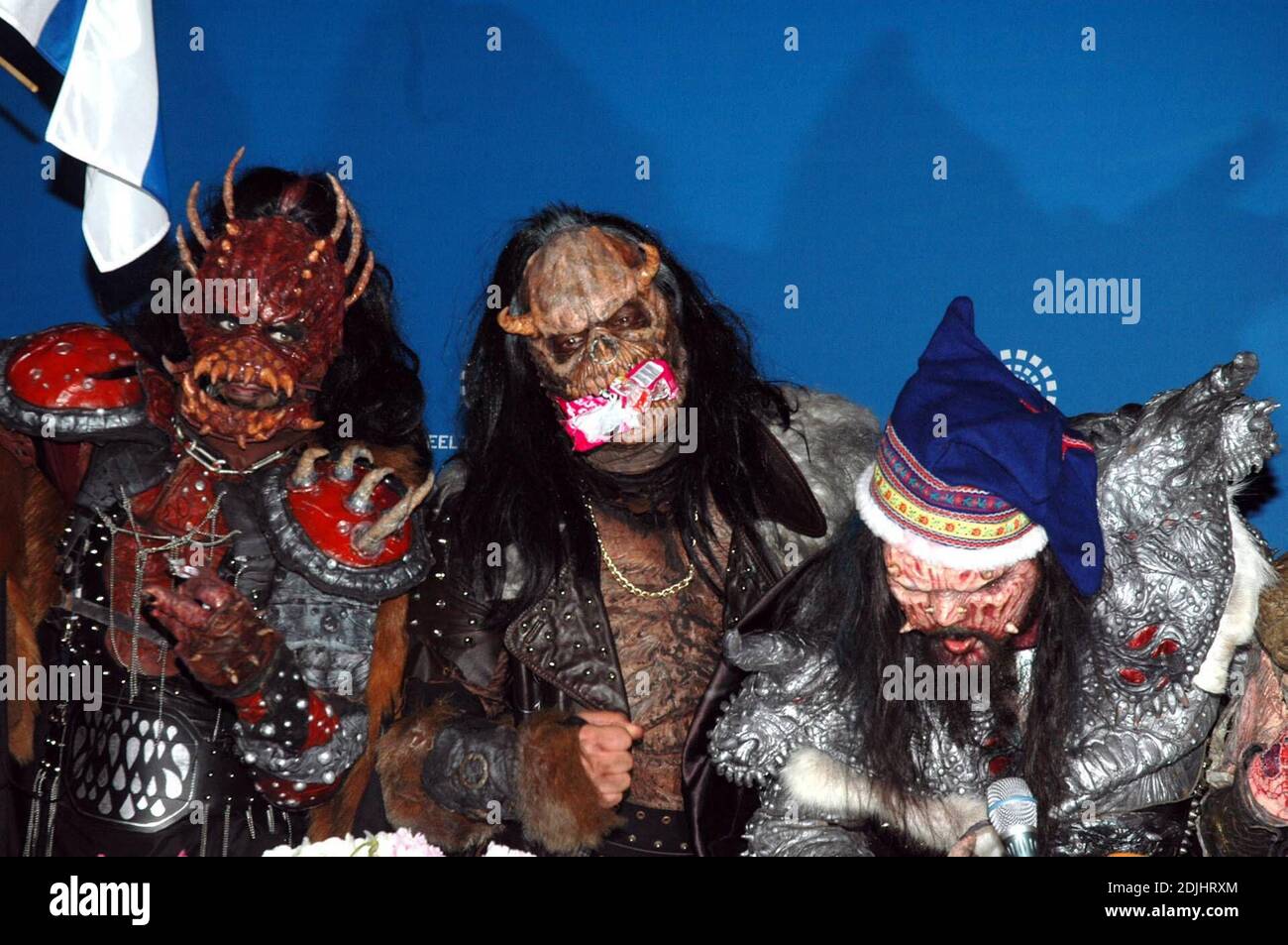 Eurovision winners Finland entry Lordi at the 2006 Eurovision Song Contest in Athens, Greece, 5/19/06 Stock Photo