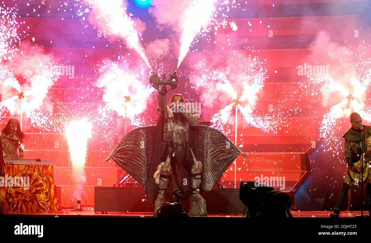 Eurovision winners Finland entry Lordi at the 2006 Eurovision Song Contest in Athens, Greece, 5/19/06 Stock Photo