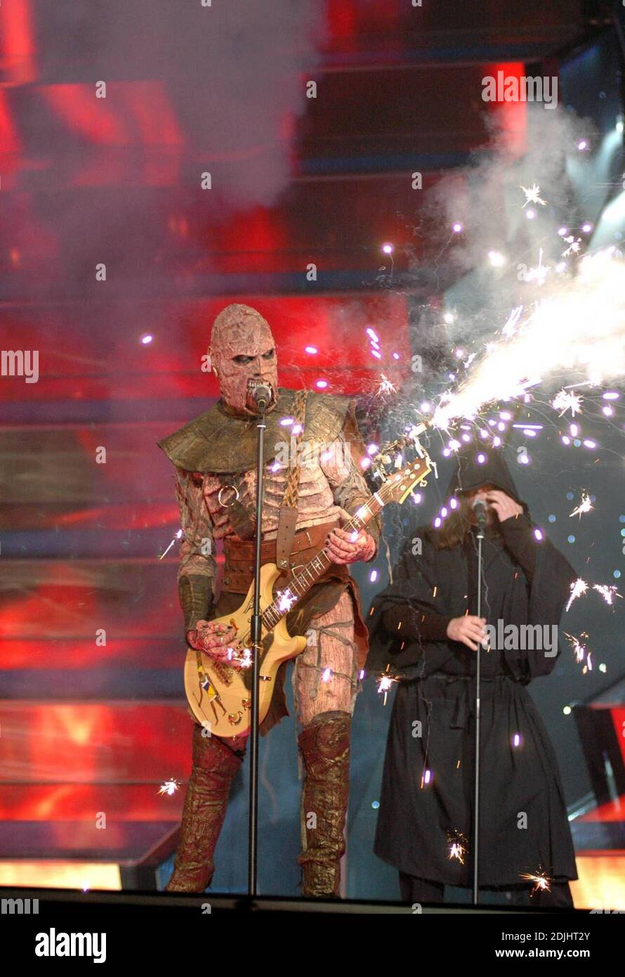 Eurovision winners Finland entry Lordi at the 2006 Eurovision Song Contest in Athens, Greece, 5/19/06 Stock Photo