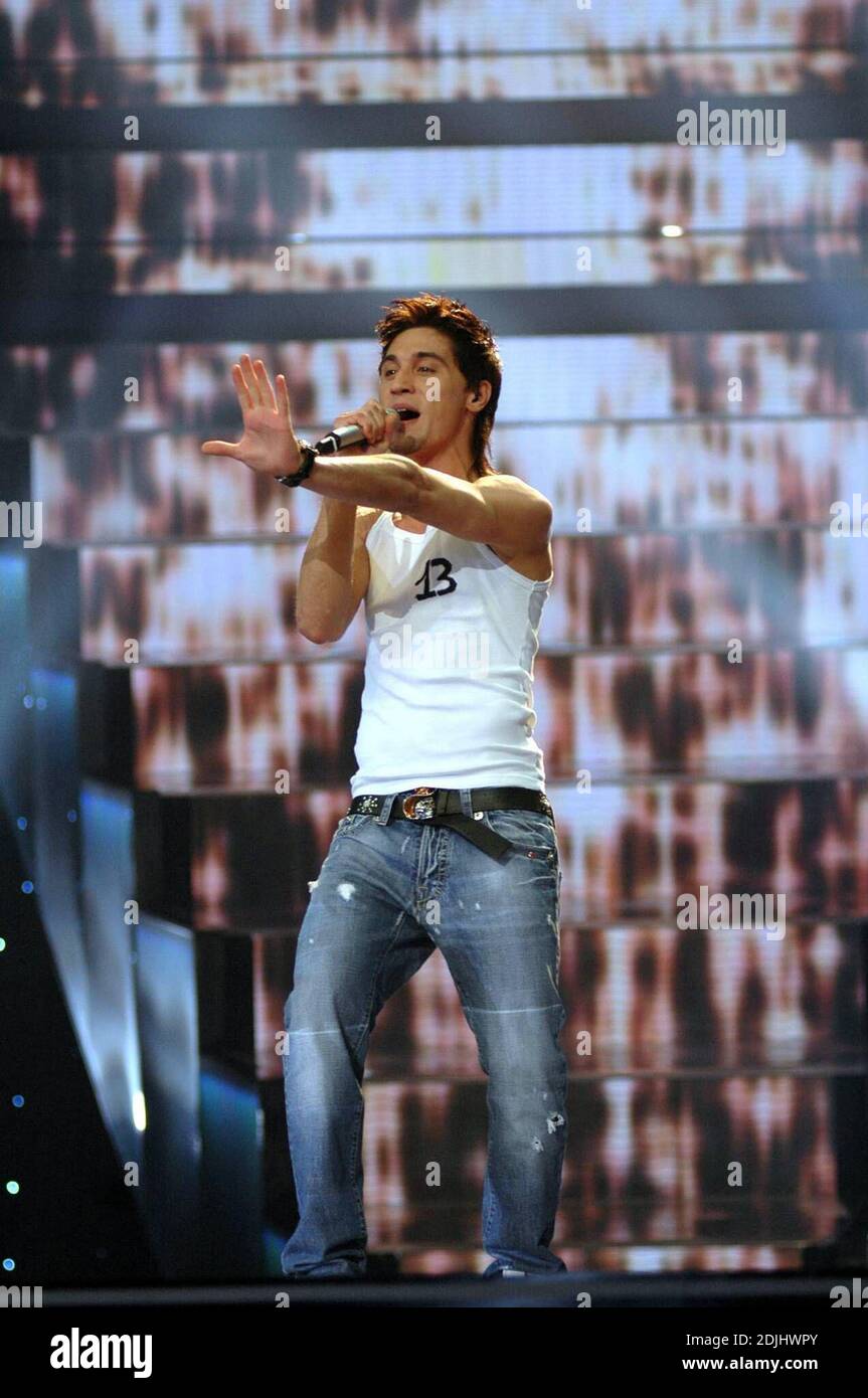 Russian entry Dima Bilan at the 2006 Eurovision Song Contest in Athens, Greece, 5/19/06 Stock Photo