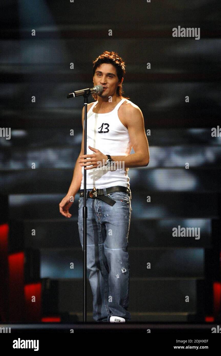 Russian entry Dima Bilan at the 2006 Eurovision Song Contest in Athens, Greece, 5/19/06 Stock Photo