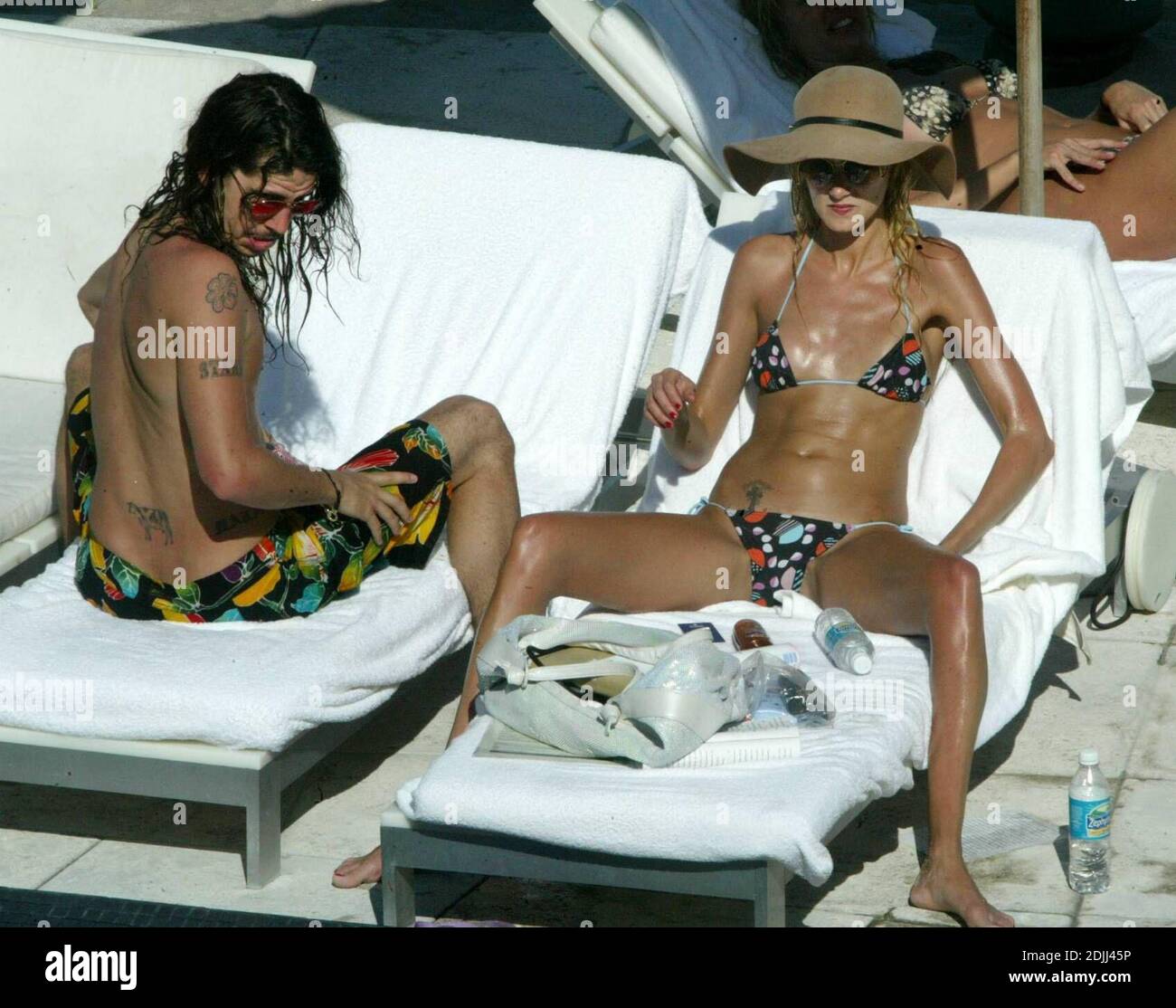 Exclusive!! Kimberly Stewart and fiancee Cisco Adler spend the day on Miami  Beach Florida, 4/1/05 Stock Photo - Alamy
