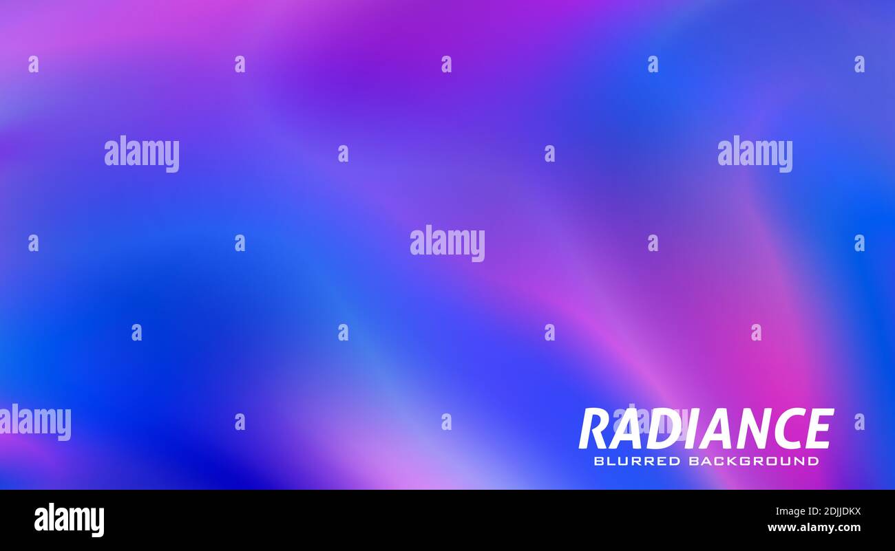 Radiance. Abstract multicolor blurred background with neon blue violet and magenta color gradient. Glossy vector graphic wallpaper Stock Vector