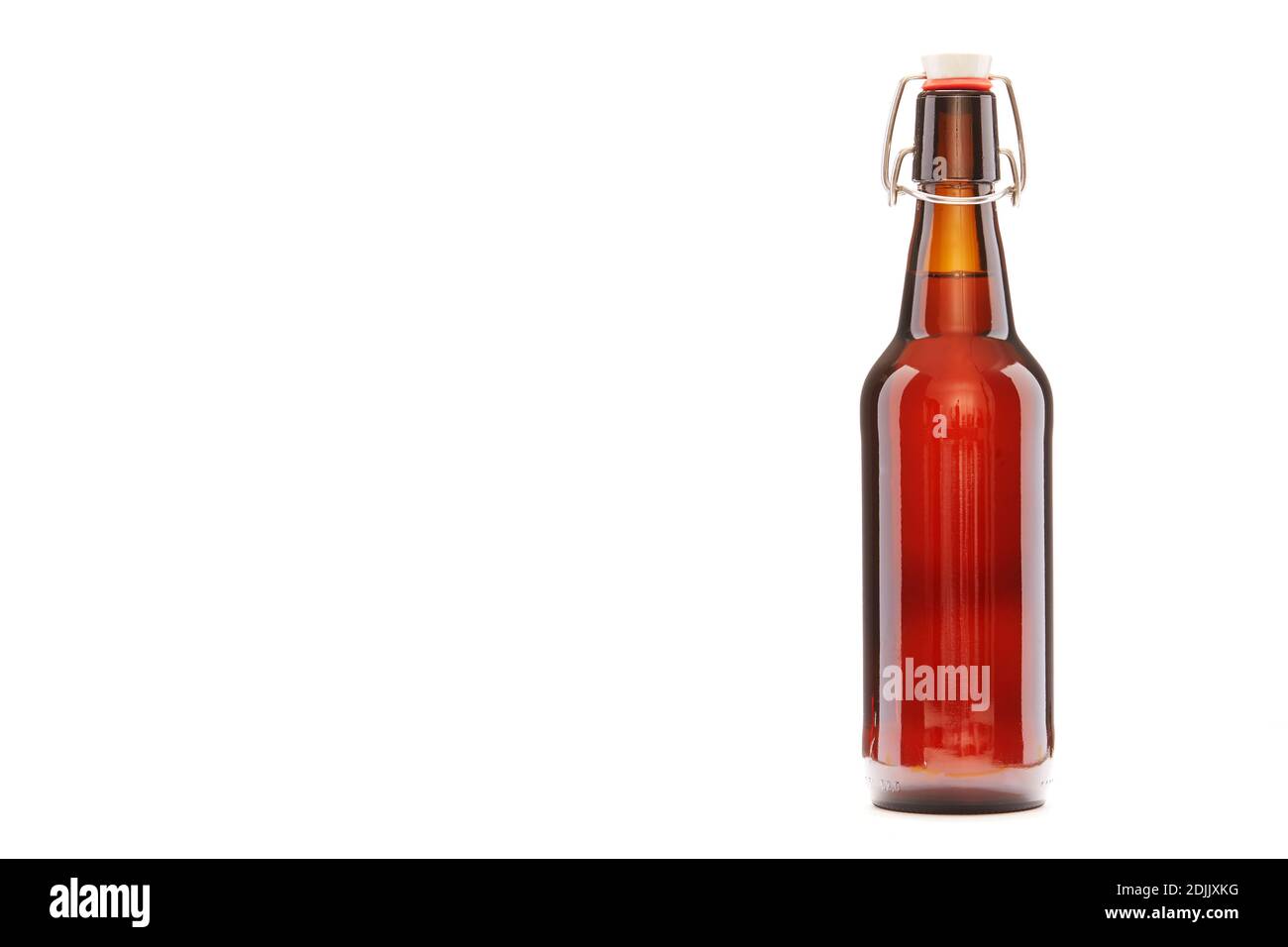 Corked Beer Bottle Against White Background Stock Photo Alamy