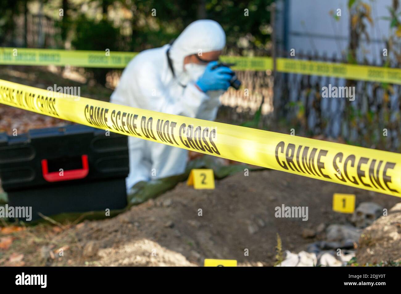 Crime scene investigator at work Stock Photo Alamy