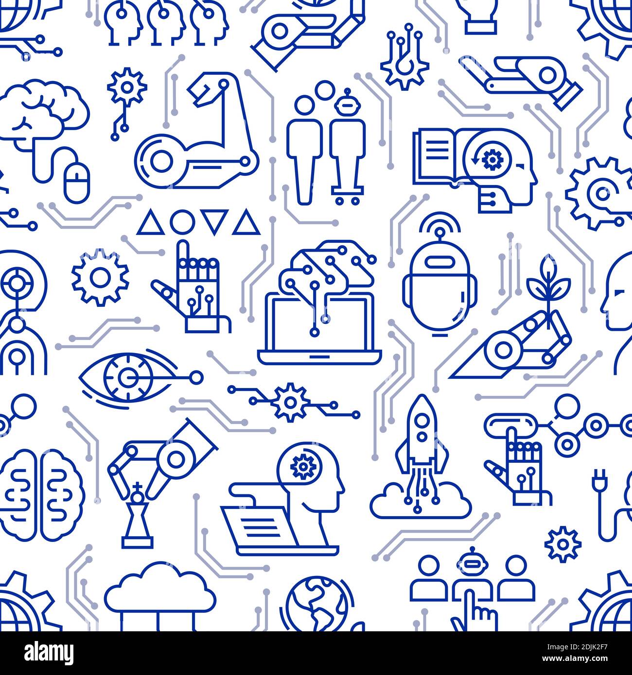 Seamless two-color pattern robots, artificial intelligence and high modern  technology. EPS 10 Stock Vector Image & Art - Alamy