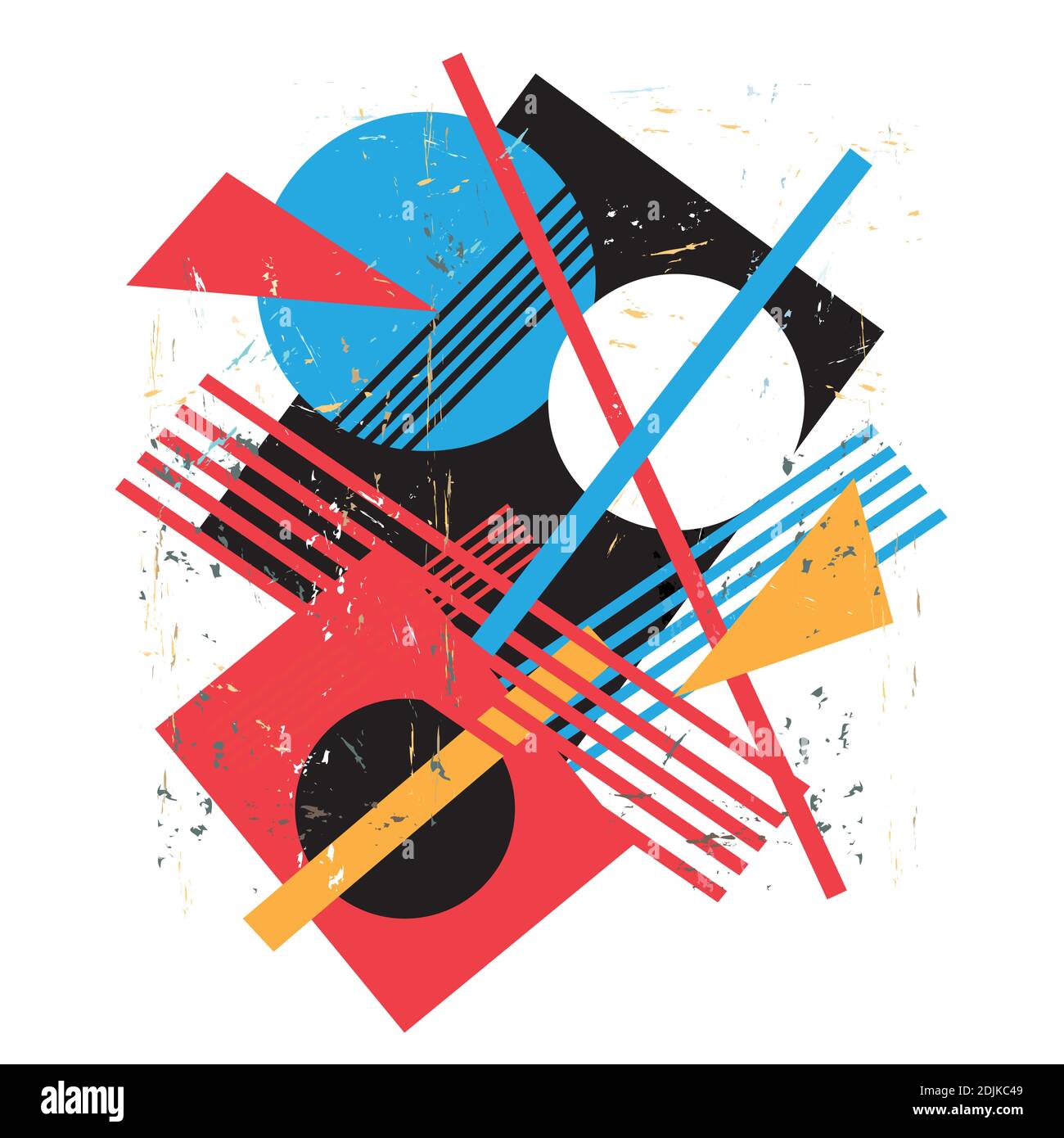 Abstract vector background with different geometric elements on a retro ...