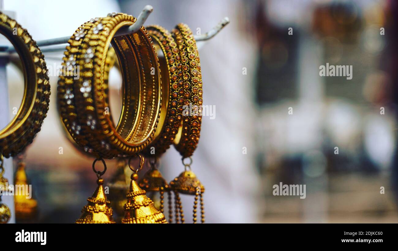 Close-up Of Bangles Hanging For Sale At Store Stock Photo - Alamy