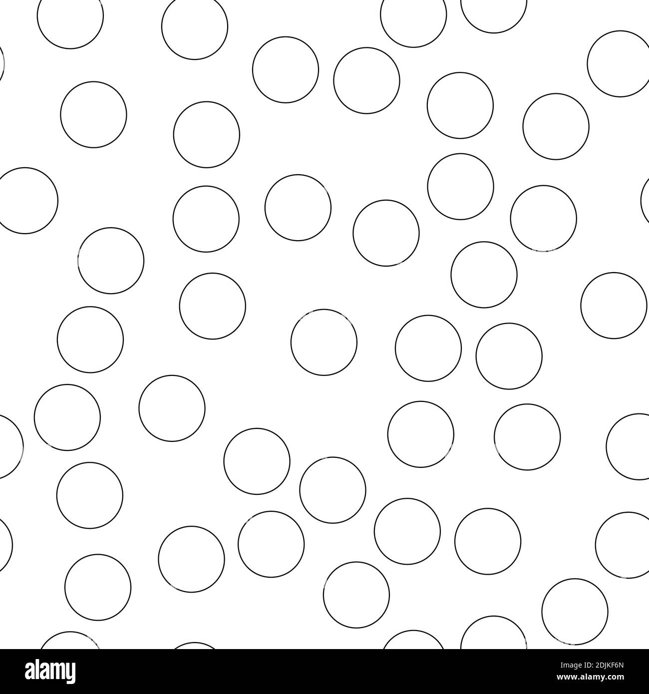 Seamless abstract pattern of black outline circles. Simple flat bubbles