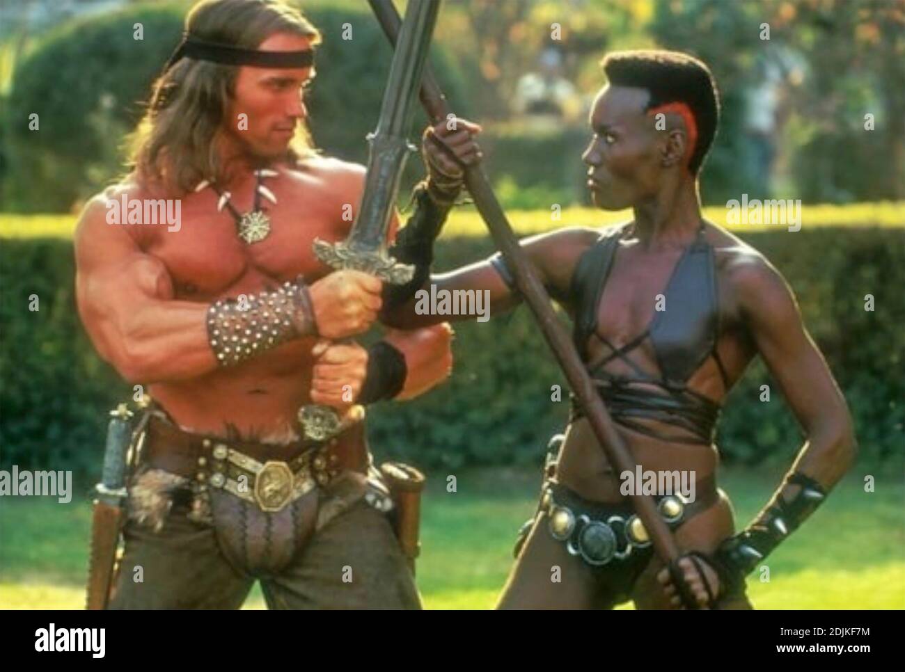 CONAN THE DESTROYER 1984 MGM film with Arnold Schwarzenegger and Grace Jones Stock Photo