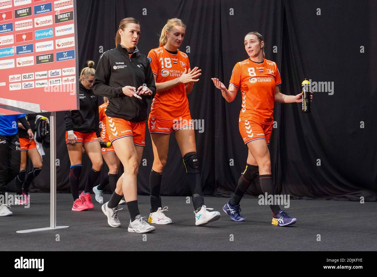 KOLDING, DENMARK - DECEMBER 14: Inger Smits of Netherlands, Kelly Dulfer of Netherlands, Lois Abbingh of Netherlands disappointed during the Women's E Stock Photo