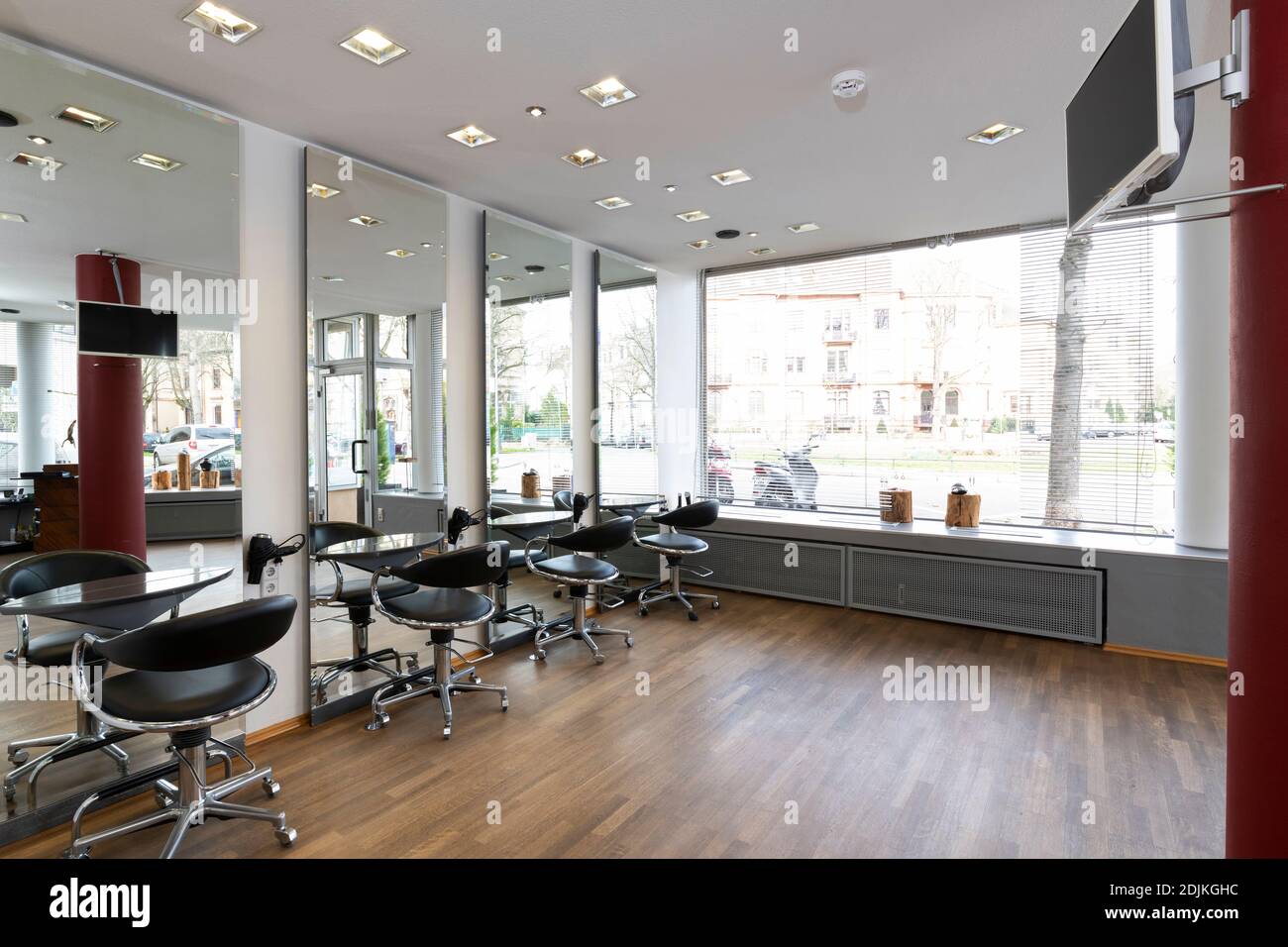 empty hairdressing salon, interior shot, Salon Lang, Mannheim, Baden-Württemberg, Germany Stock Photo