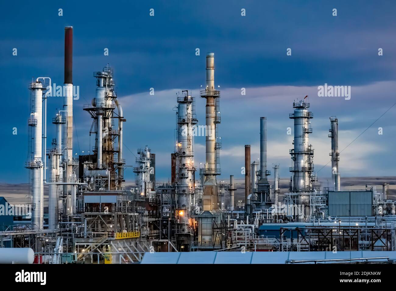 CHS Refinery, making Cenex gasoline and other products from Canadian crude oil, viewed from I-90 at Laurel, Montana, near Billings, USA [No property r Stock Photo