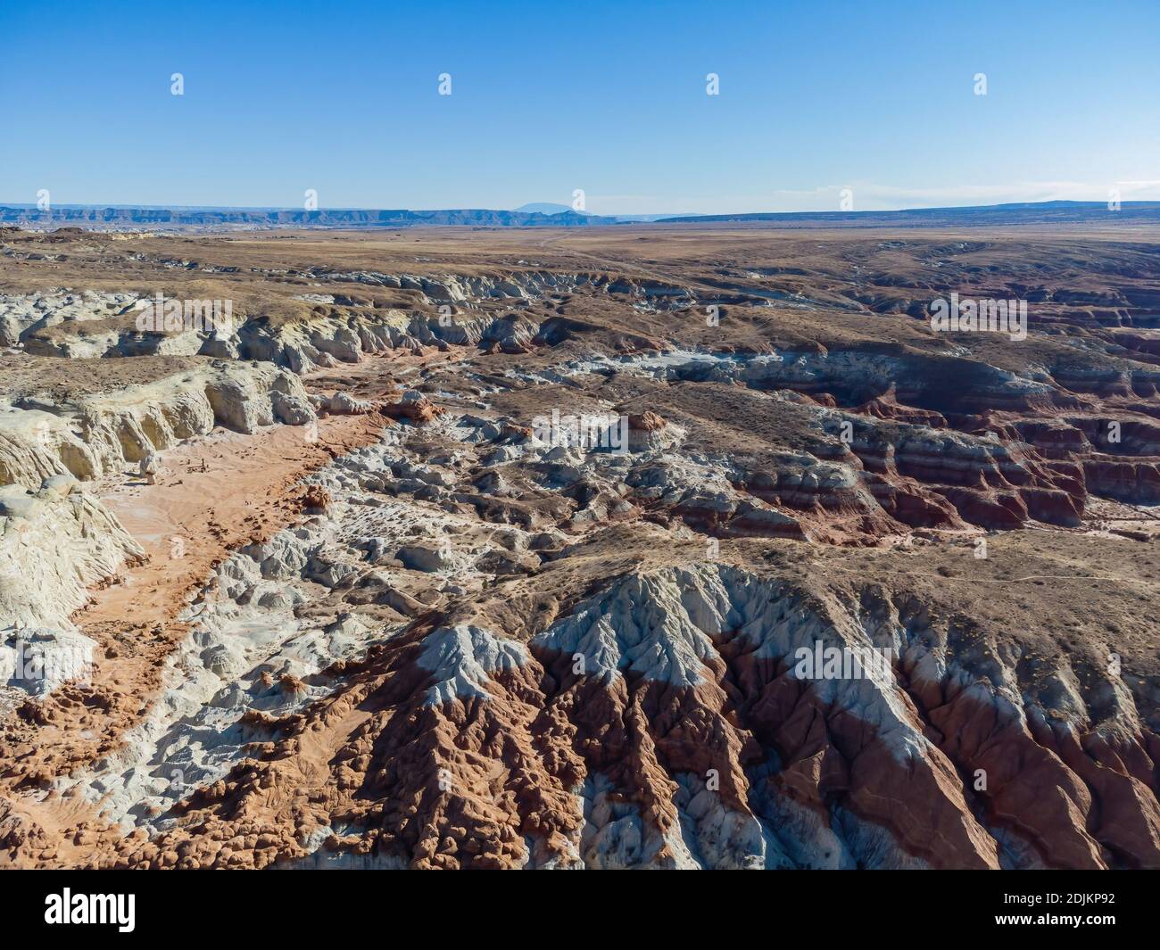 Aerial view of the Beautiful landscape around Toadstool Hoodoos area at Utah Stock Photo