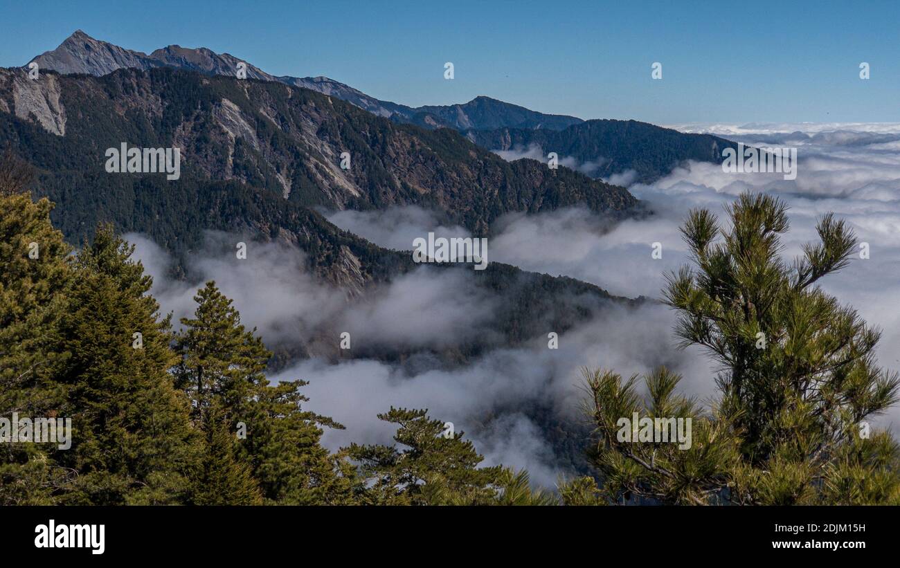 Scenic View Of Mountains Against Clear Sky Stock Photo