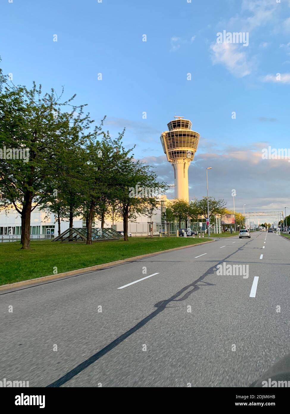 The tower at Munich Airport Franz-Josef-Strauss Stock Photo