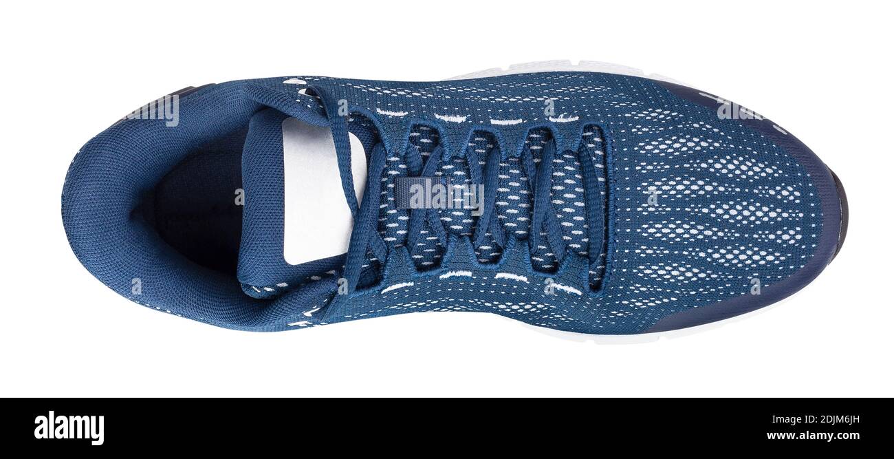 blue sneakers path isolated on white top view Stock Photo