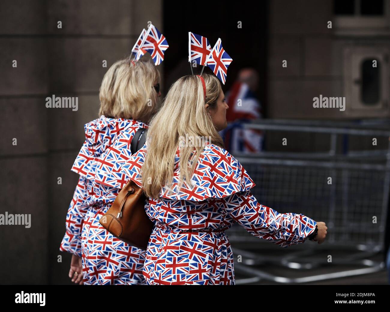 GREAT BRITAIN / England / London /womann wearing Union flag attire during the Diamond Jubilee Buckingham Palace Concert on June 4, 2012 in London, Stock Photo