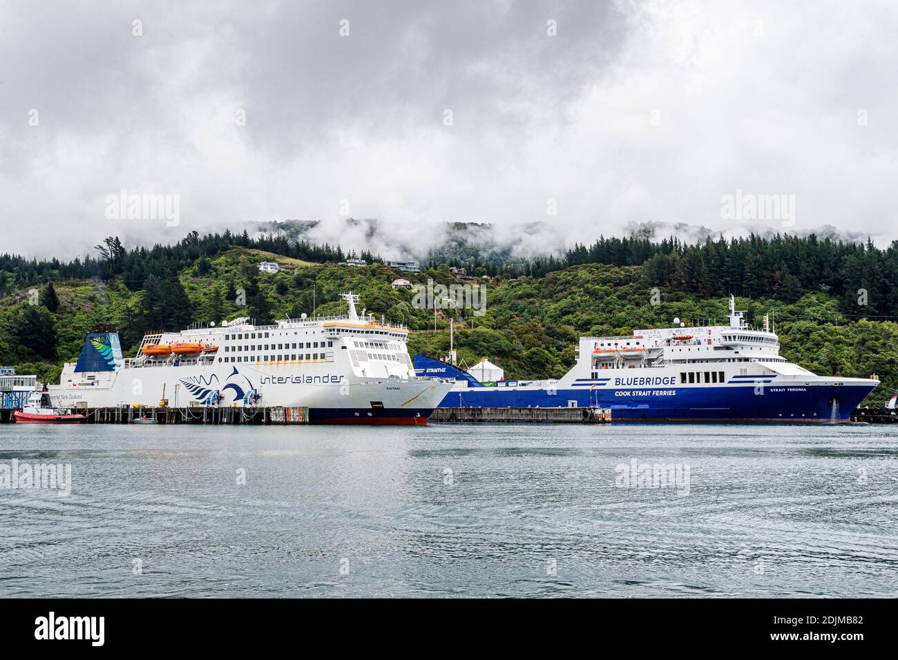 Inter-islander Ferries at berth in Picton, New Zealand, Thursday, November 26, 2020. Stock Photo