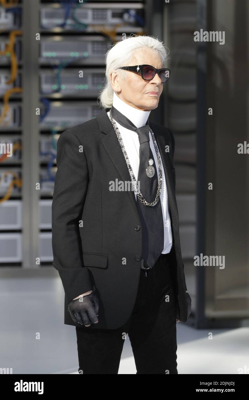 German Designer Karl Lagerfeld on the runway at the Chanel show as part of  Paris Fashion Week Ready to Wear Spring/Summer 2017 on October 4th , 2016  in Paris, France. Photo by
