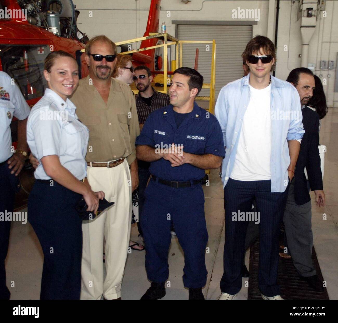Kevin Costner and Ashton Kutcher visit a Miami U.S. Coast