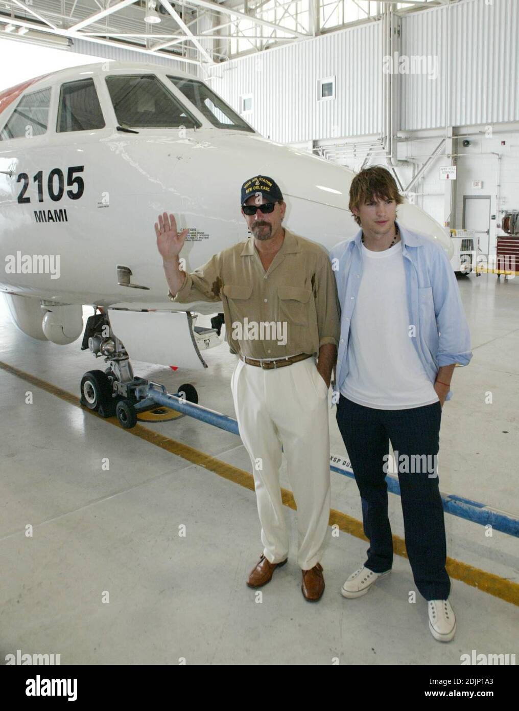 Kevin Costner and Ashton Kutcher visit a Miami U.S. Coast Guard station