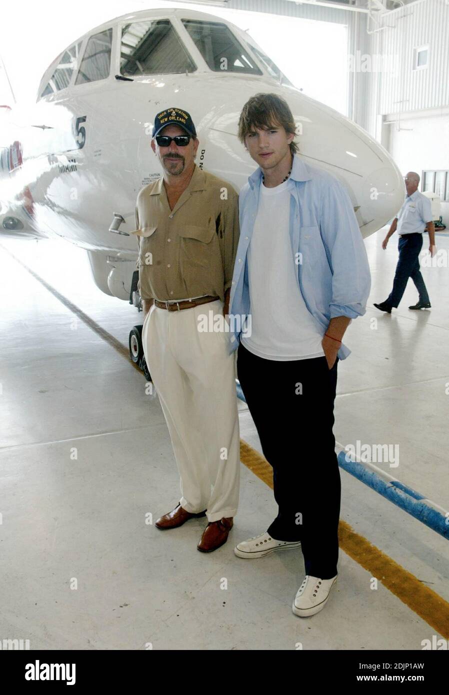 Kevin Costner and Ashton Kutcher visit a Miami U.S. Coast Guard station