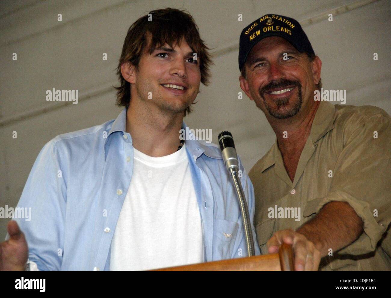 Kevin Costner and Ashton Kutcher visit a Miami U.S. Coast Guard station
