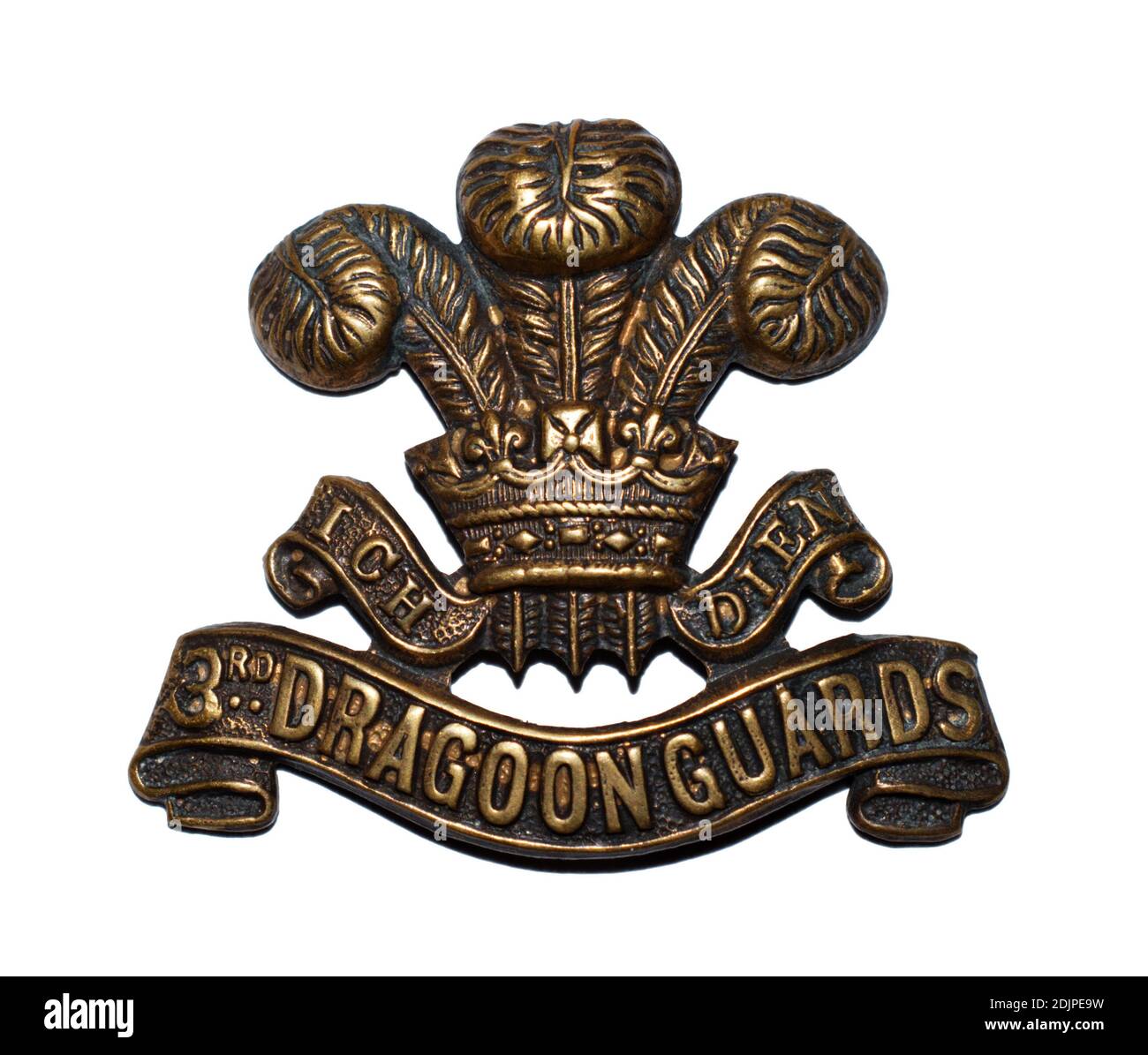 A cap badge of the 3rd (Prince of Wales's) Dragoon Guards c. 1900-1922. Stock Photo