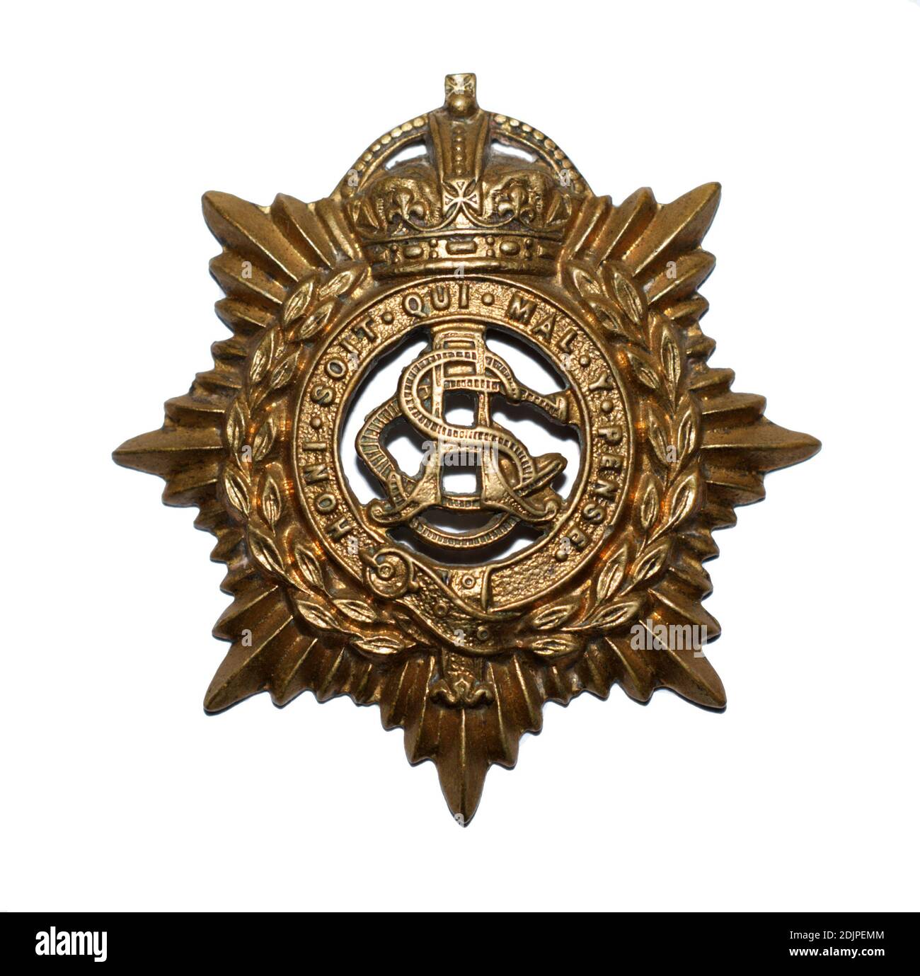 A cap badge of the Army Service Corps c. 1901-1918. Stock Photo