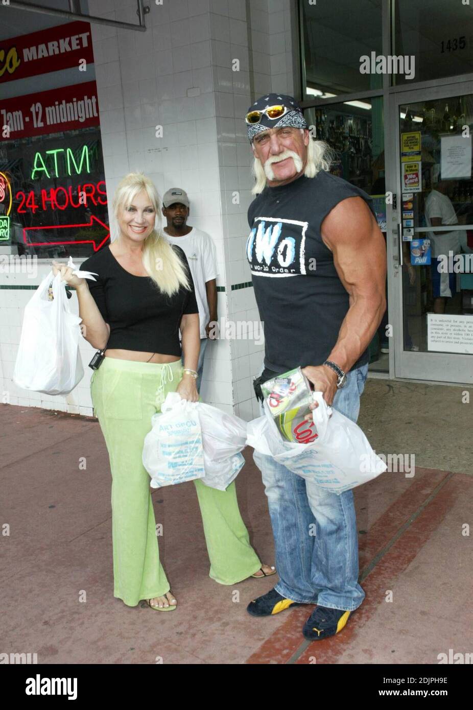 Exclusive!! Hulk Hogan and wife Linda pay a visit to South Beach's Art Deco Market filming of of his hit reality TV show 'Hogan Knows Best'. The couple stocked