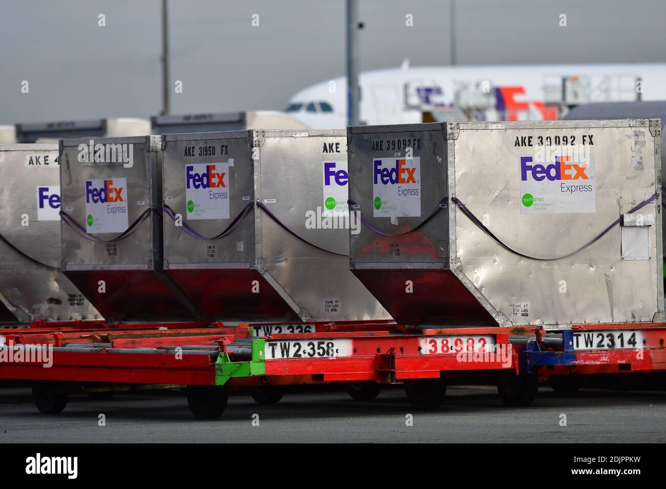 General view of the FedEx European Hub at Paris-CDG airport in  Roissy-en-France, near paris, France on October 18, 2016. The US  multinational courier delivery services company has operated out of  Roissy-Charles de