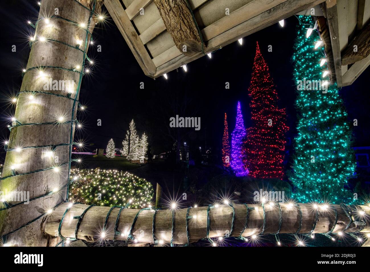 Christmas Lights Display on The Village Green, Cashiers, North Carolina