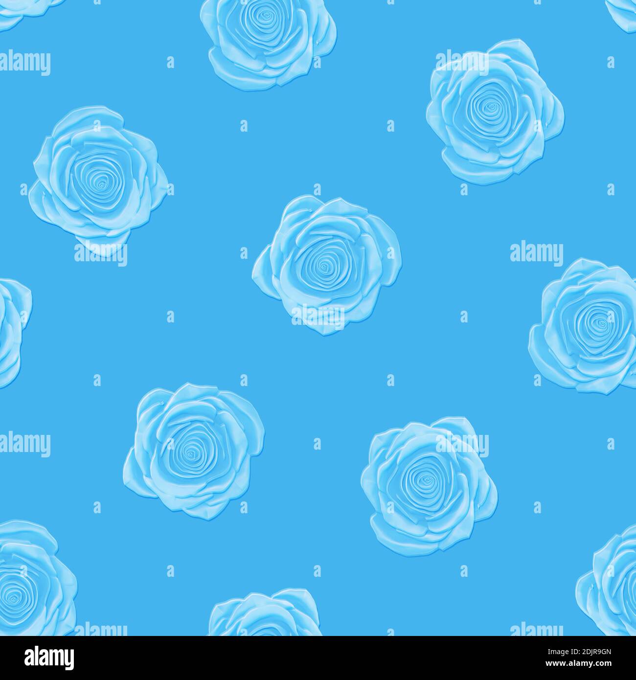 seamless pattern of blue roses. 3d illustration Stock Photo - Alamy