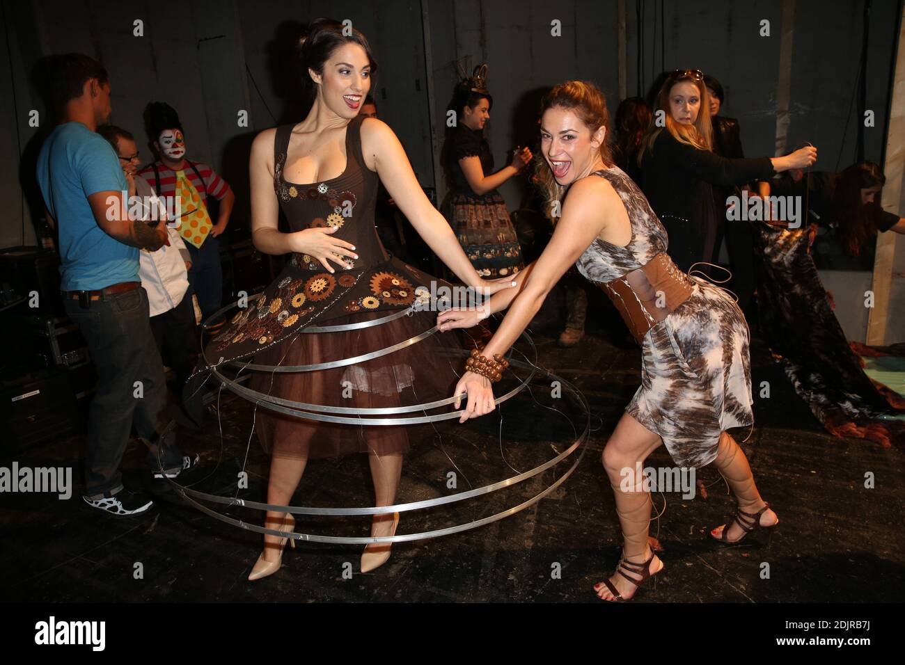 Charlotte Namura et Clio Pajczer backstage lors du defile d’ouverture du 22e Salon du Chocolat a la Porte de Versailles a Paris, France, le 27 octobre 2017. Photo by Jerome Domine/ABACAPRESS.COM Stock Photo