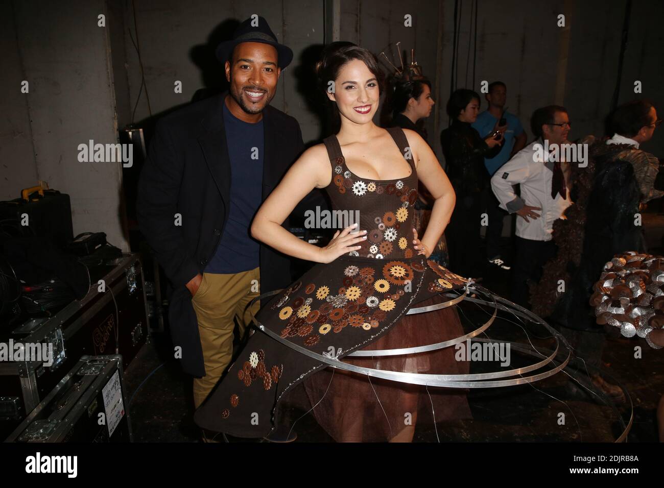 Charlotte Namura et son mari Jean-Luc Guizonne backstage lors du defile d’ouverture du 22e Salon du Chocolat a la Porte de Versailles a Paris, France, le 27 octobre 2017. Photo by Jerome Domine/ABACAPRESS.COM Stock Photo