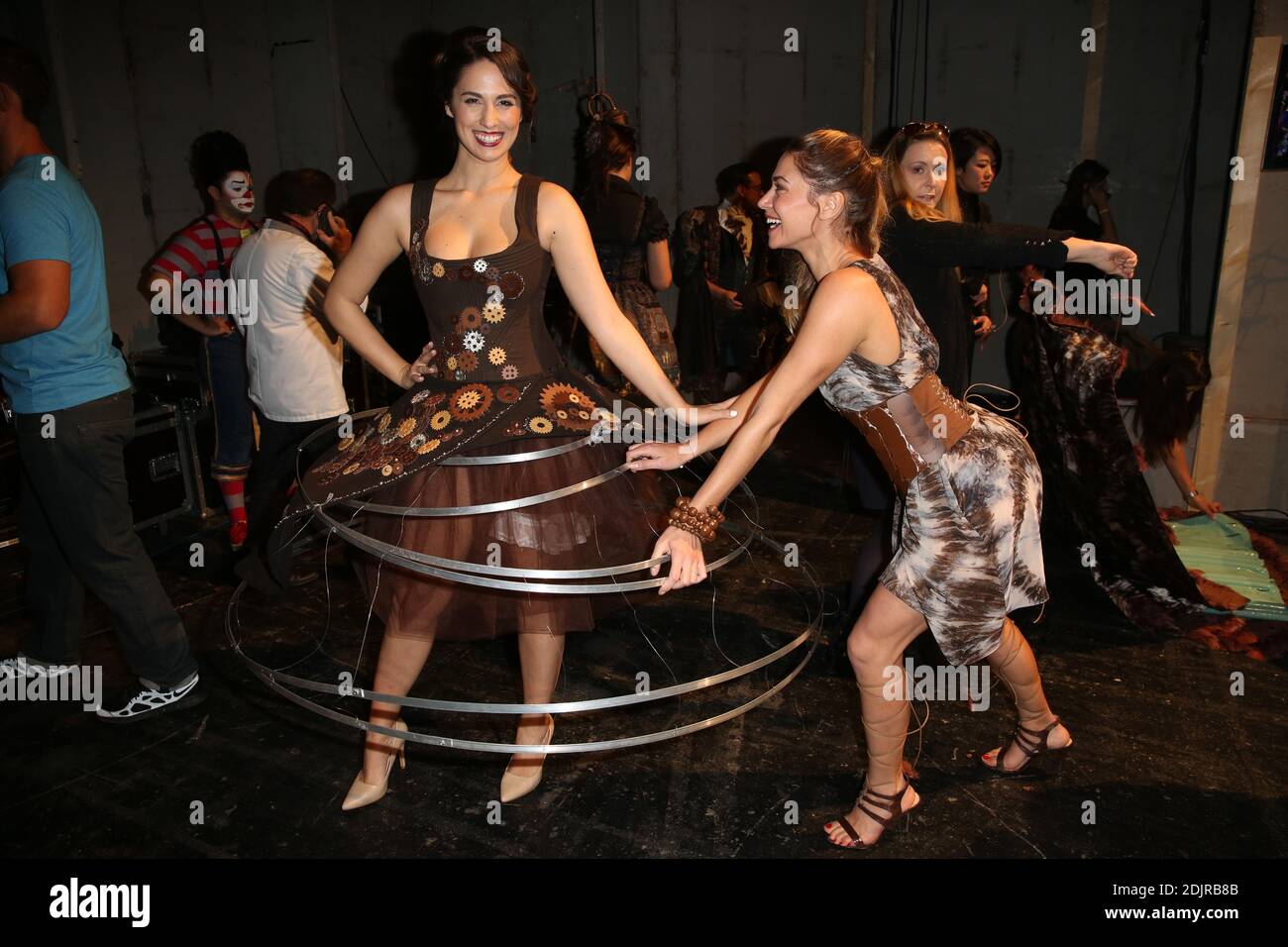 Charlotte Namura et Clio Pajczer backstage lors du defile d’ouverture du 22e Salon du Chocolat a la Porte de Versailles a Paris, France, le 27 octobre 2017. Photo by Jerome Domine/ABACAPRESS.COM Stock Photo