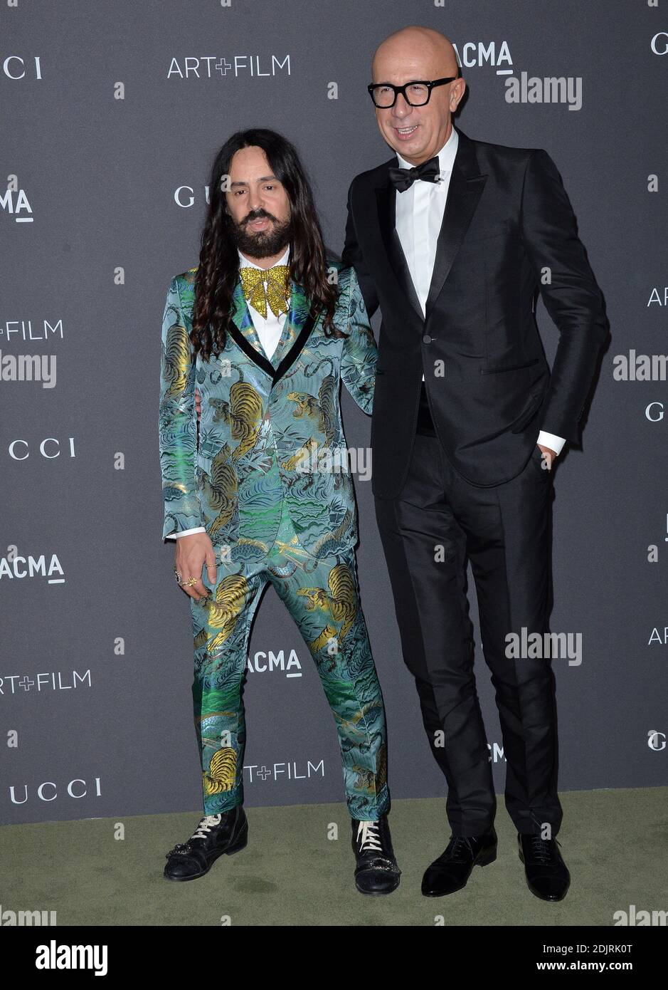 Alessandro Michele and Marco Bizzarri attend the 2016 LACMA Art Film Gala honoring Robert Irwin and Kathryn Bigelow presented by Gucci at LACMA on October 29 2016 in Los Angeles California