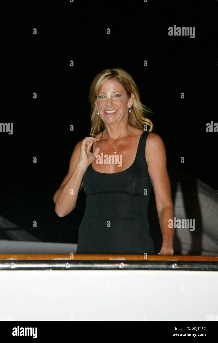 Chris Evert and participants of the Chris Evert/Raymond James Pro-Celebrity Tennis Classic go for a yacht cruise following the Classic Cocktail Party presented by Fed Ex/Kinko's at Boca Raton Resort & Club Garden Pool, FL. Celebrities attending included Greg Norman, Gavin Rossdale, Maeve Quinlan, John Evert, Frederique, Alan Thicke and Jon Lovitz. 11/03/06 Stock Photo