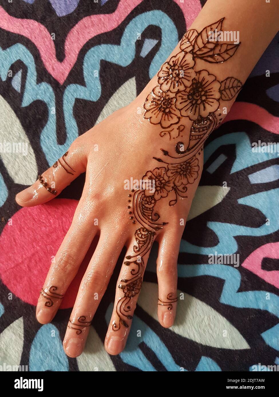 Cropped Of With Henna Tattoo Stock Photo -