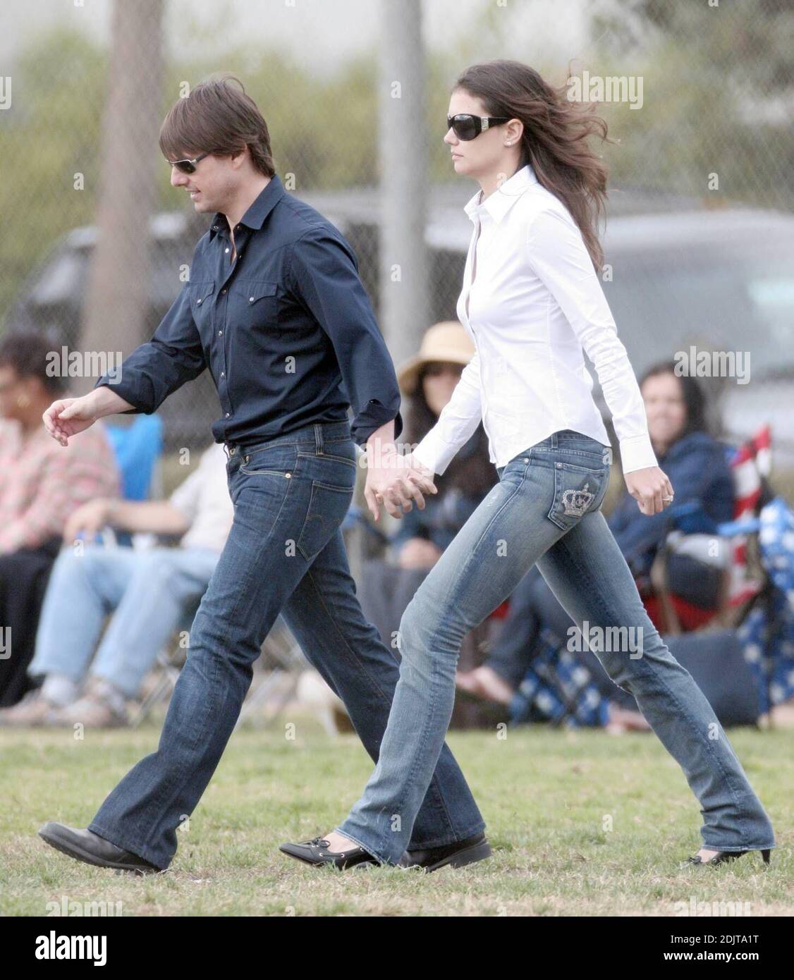 Tom Cruise and Katie Holmes make an appearance at Isabella's soccer match  in Beverly Hills, Ca. one week before their wedding in Italy. The couple  were very tactile and kept hugging and