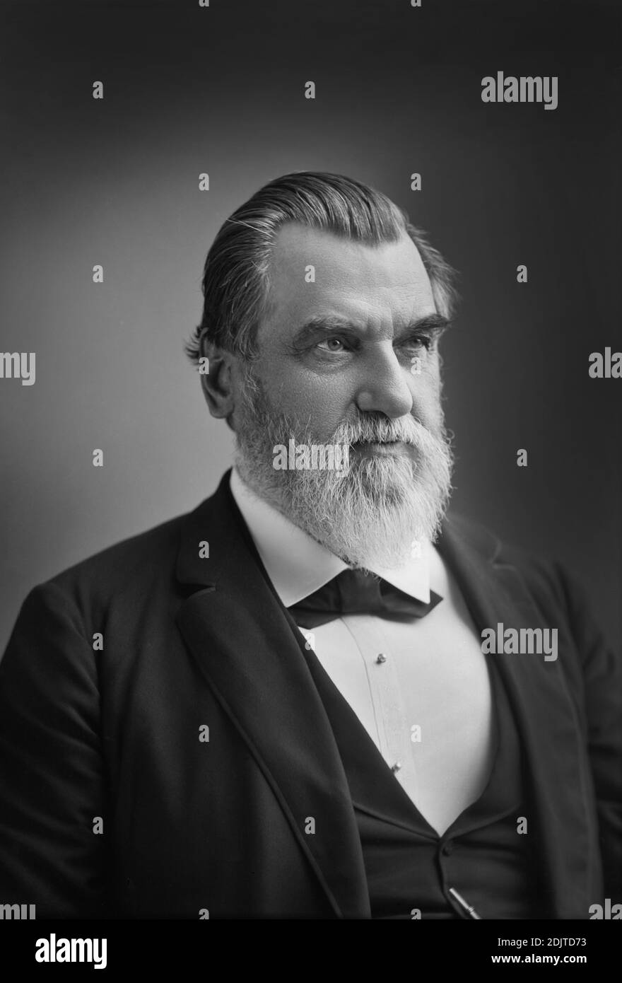 Leland Stanford (1824-1893), American Industrialist, Politician and Founder of Stanford University, generally considered to be a Robber Baron during the Gilded Age, Head and Shoulders Portrait, Washington, D.C., USA, photo by C.M. Bell, 1890 Stock Photo