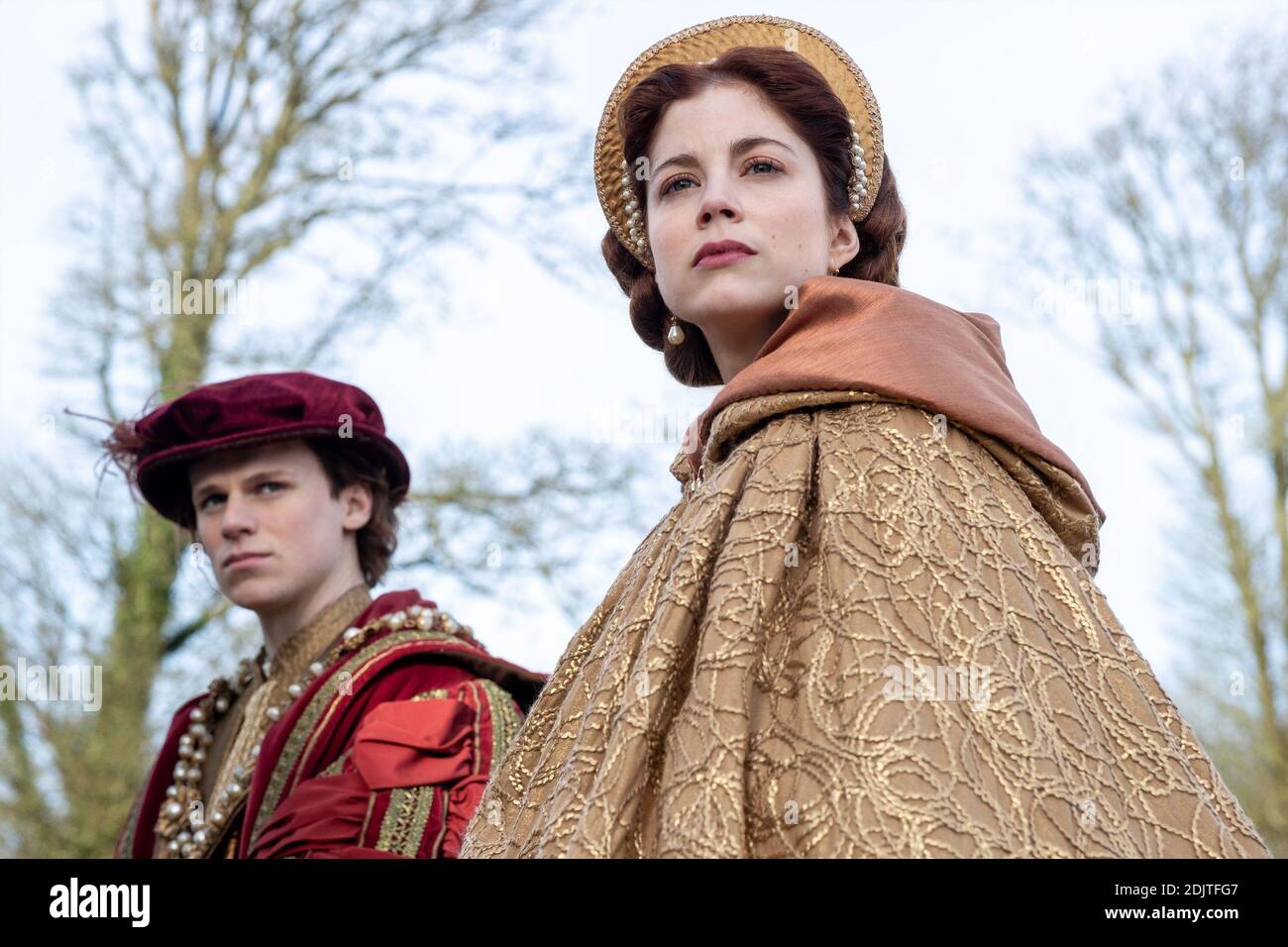 The Spanish Princess From Left Ruairi Oconnor As Prince Henry Charlotte Hope As Catherine Of