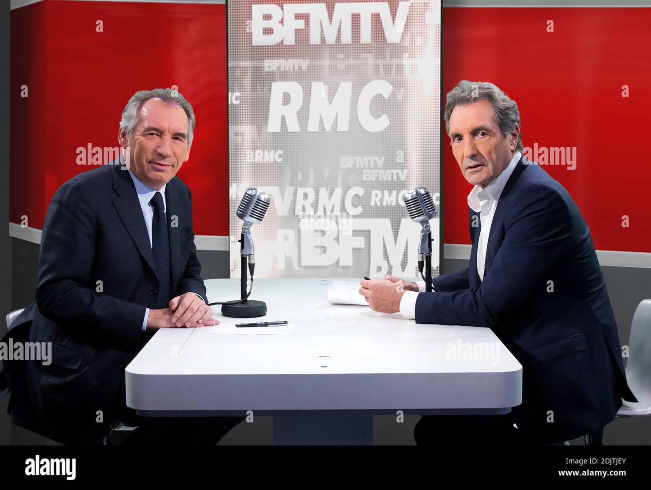 Exclusive - Francois Bayrou interviewed by Jean-Jacques Bourdin on RMC-BFMTV  radio in Paris, France on November 10, 2016. Photo by Nasser  Berzane/ABACAPRESS.COM Stock Photo - Alamy