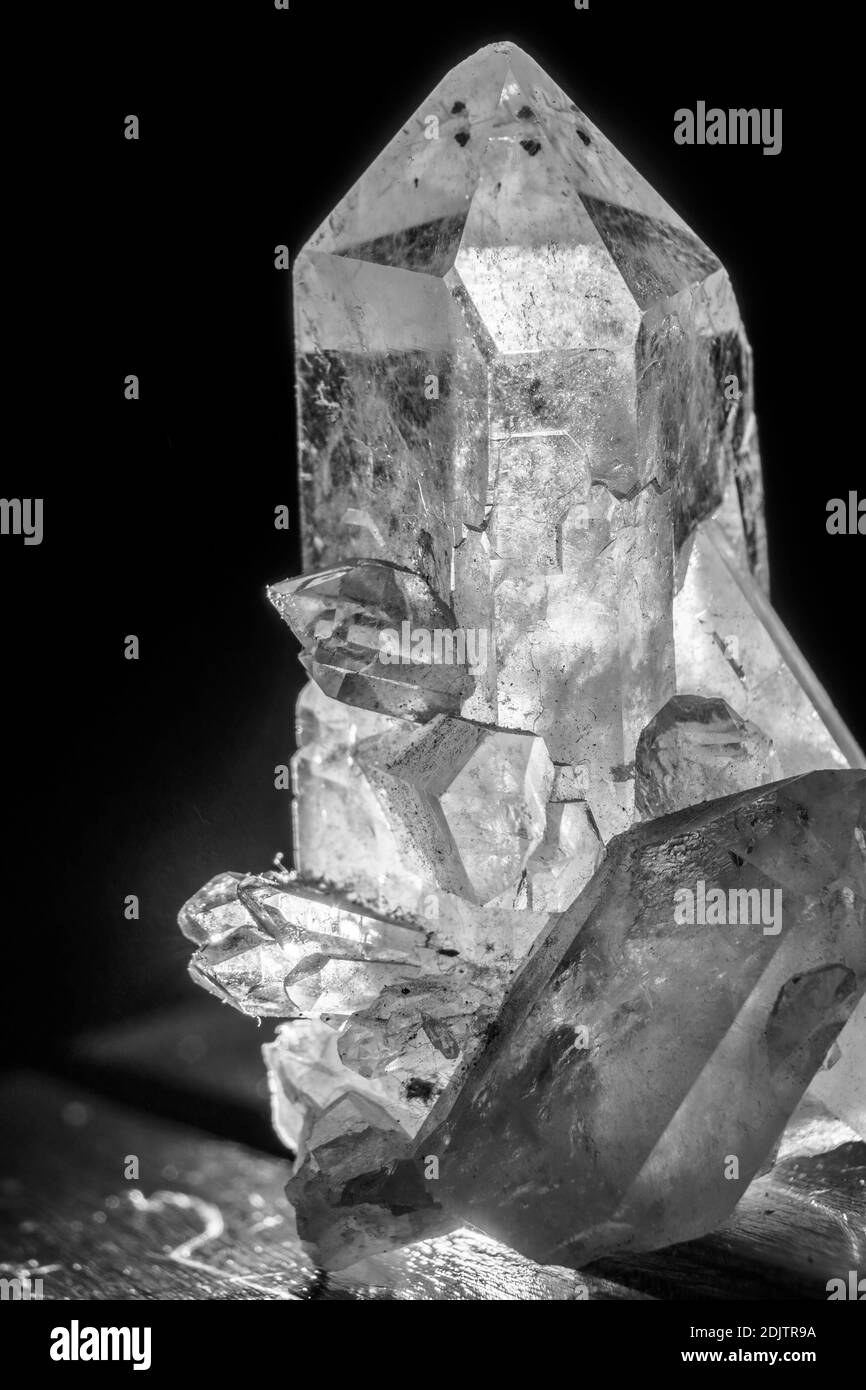 Clear quartz crystal Black and White Stock Photos & Images - Alamy