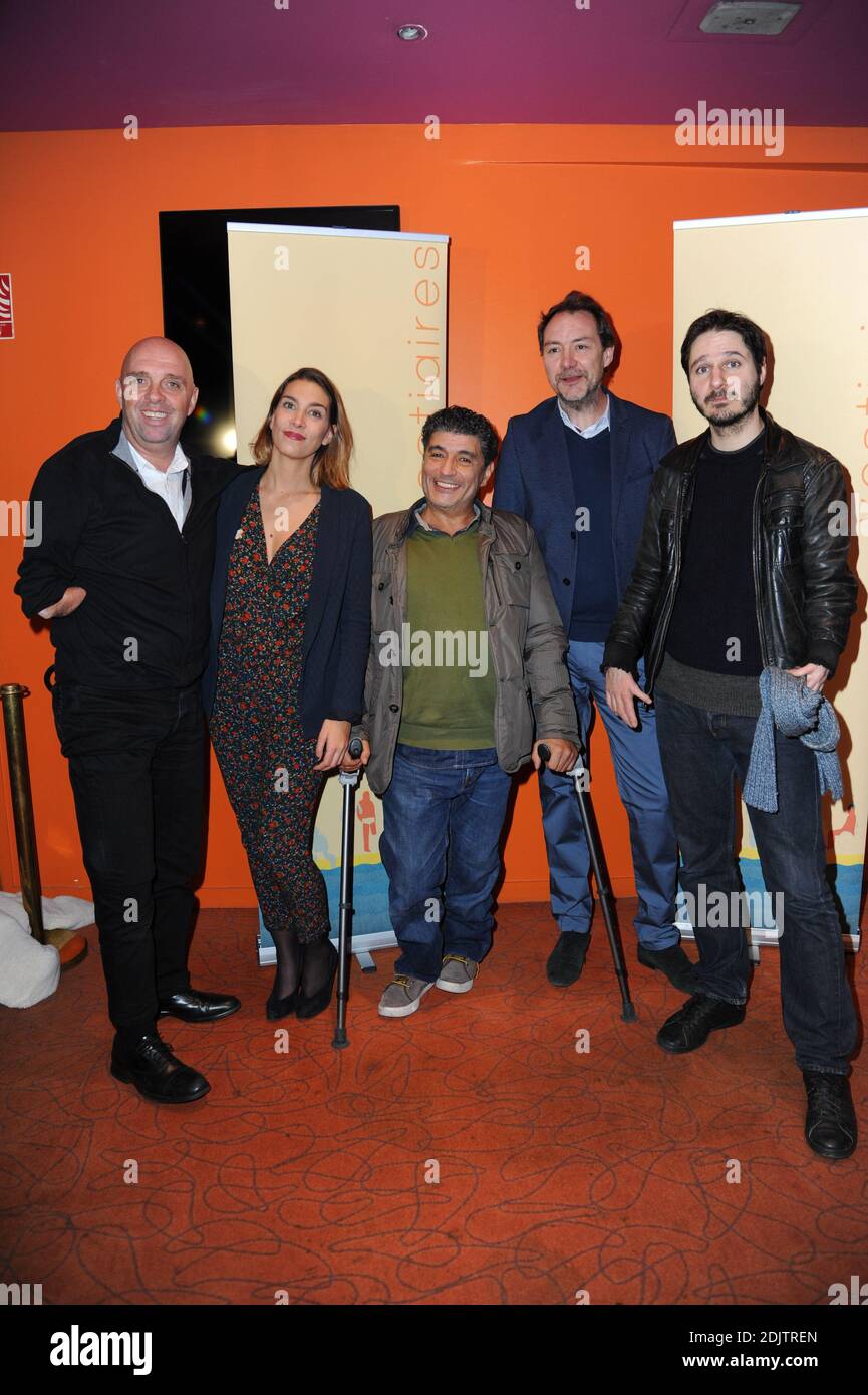 Actors Philippe Croizon, Anais Fabre, Adda Abdelli, Fabrice Chanut and  Alexandre Philip attending the launching party of France 2 webseries ' Vestiaires' season 6 and 'Vestiaires liberes' season 2, at Gaumont Opera  Theater,